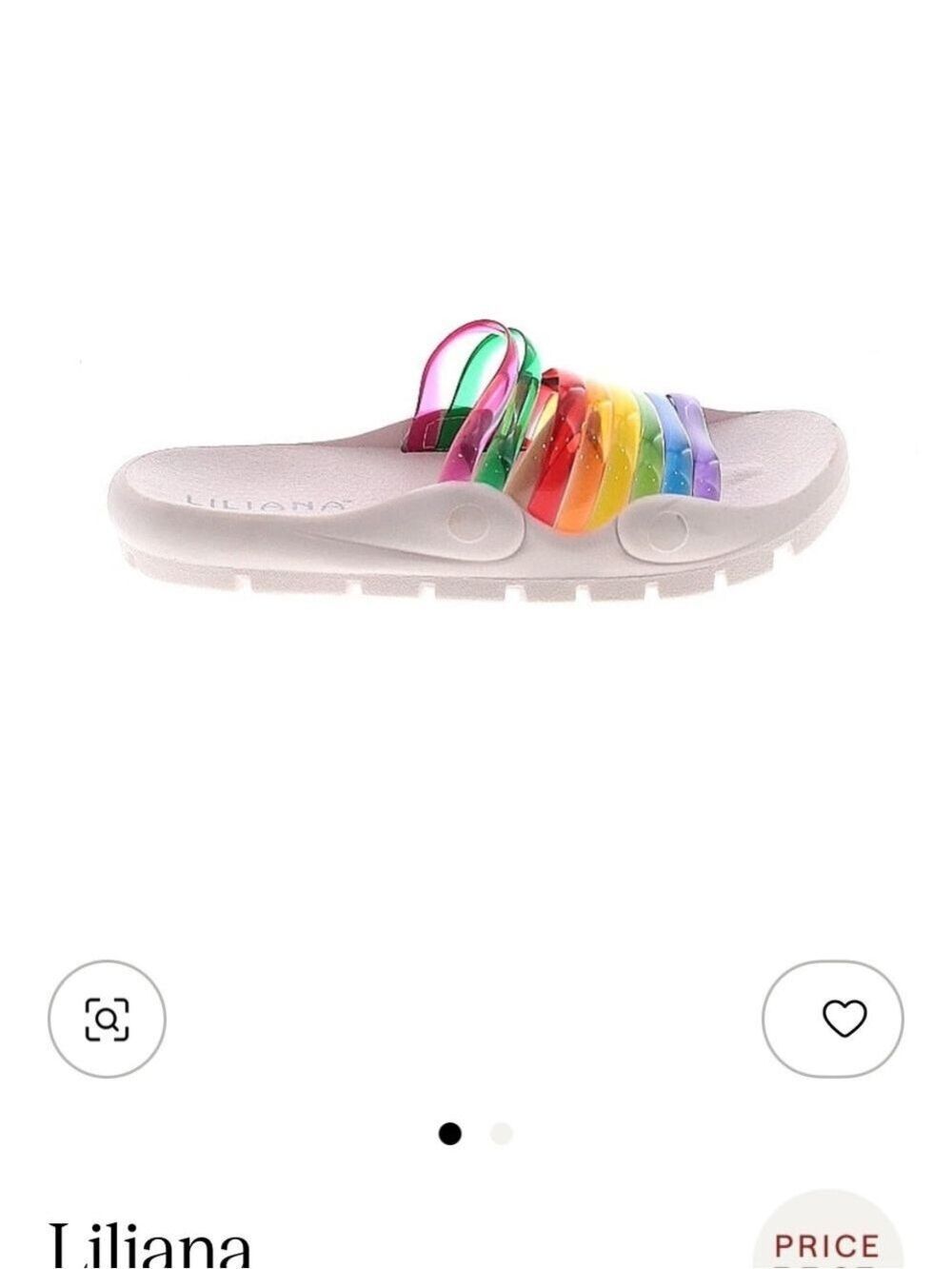 Liliana White Slide Sandals Rainbow Straps - Picture 2 of 3